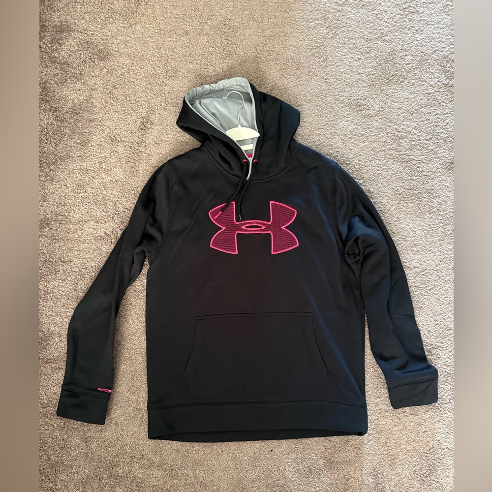 Under Armour Black Hoodie with Vibrant Pink Emblem